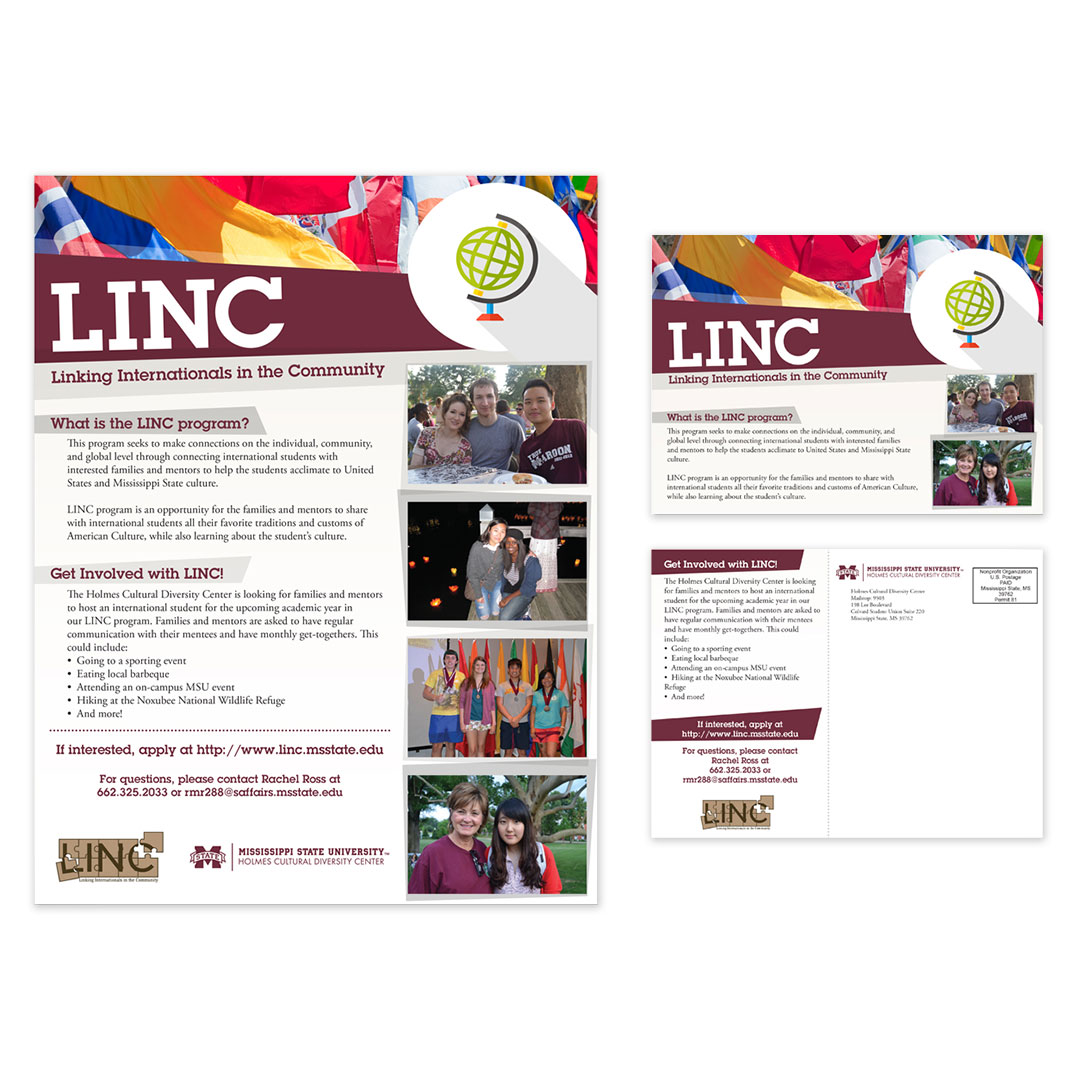 LINC flyer and matching mailer by Tim Myers